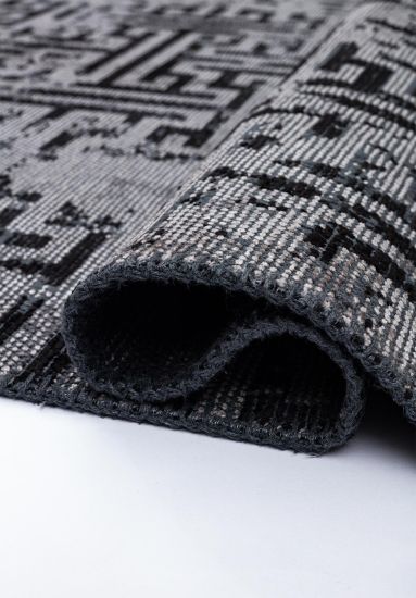 Grey Black Breeze Distressed Area Rug