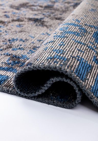 Wayworn Grey & Blue Geometric Rug