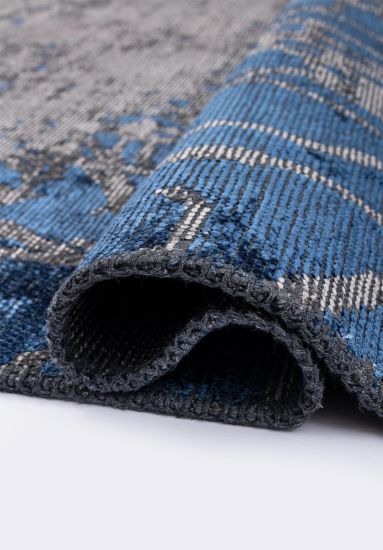 Hearthglow Blue Abstract Living Room Rug