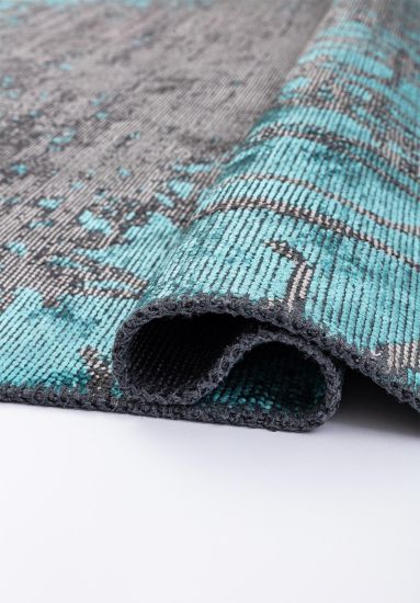 Hearthglow Blue Abstract Bedroom Rug