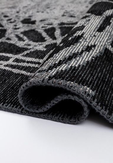 Abstract Black Hearthglow Outdoor Rug