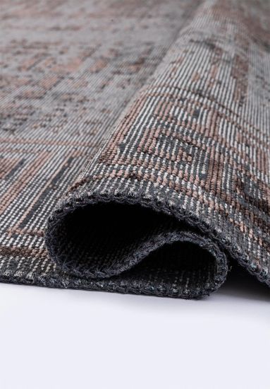 Bordered Brown Loomspun Outdoor Rug