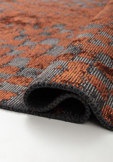 Tales Orange Abstract Living Room Rug