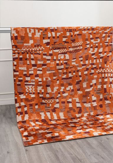 Echo Orange Abstract Living Room Rug