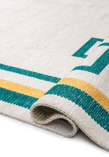 Forest Cream Bordered Living Room Rug