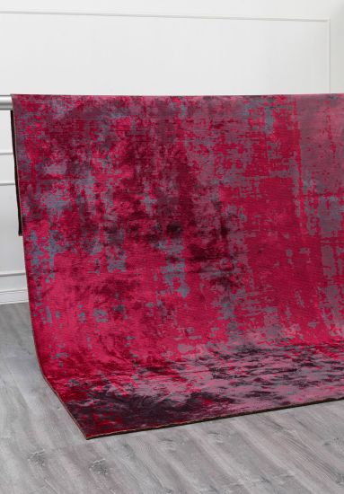 Fawn Red & Grey Abstract Living Room Rug