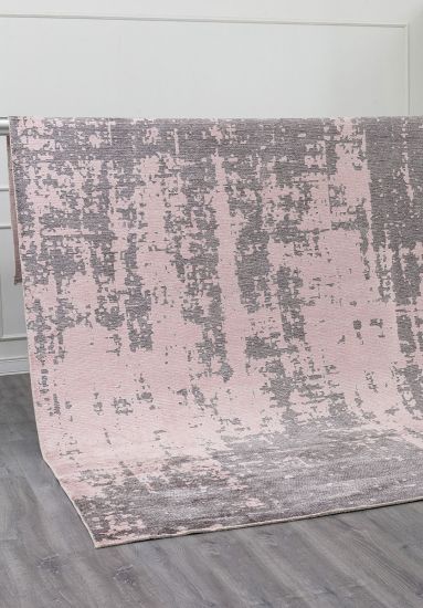 Abstract Grey & Pink Fawn Bedroom Rug