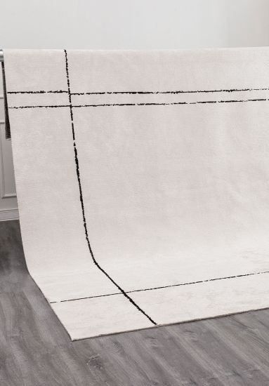 Lattice Cream Stripes Bedroom Rug