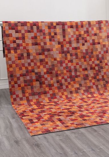 Geometric Red & Orange Otter Area Rug