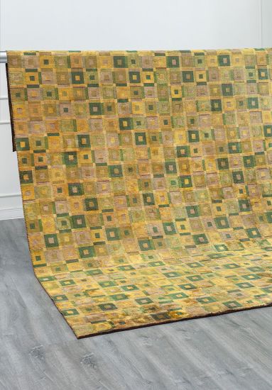 Wren Yellow Geometric Living Room Rug