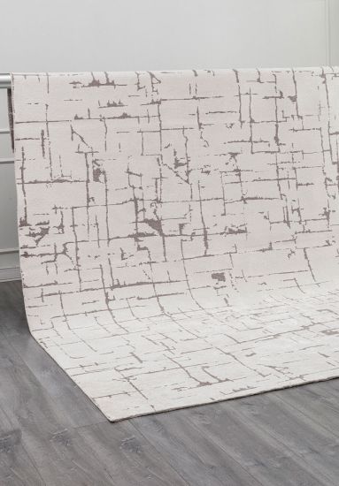 Woven Grey Abstract Bedroom Rug