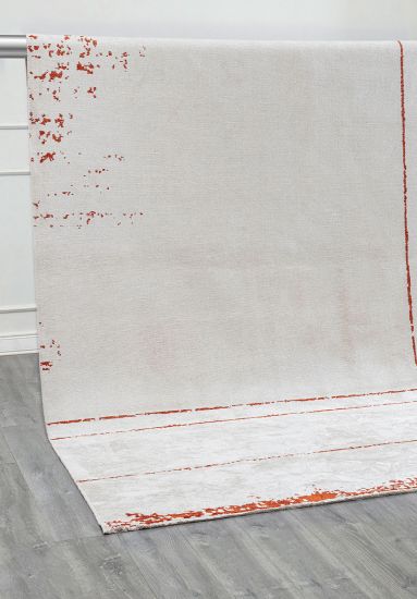 Stone Grey & Orange Abstract Area Rug
