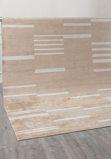 Geometric Beige Herringbone Modern Rug