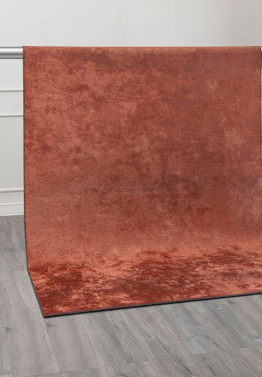 Aubusson Orange Plain Bedroom Rug