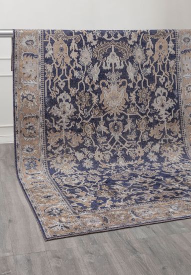 Fluxie Beige & Blue Persian Living Room Rug