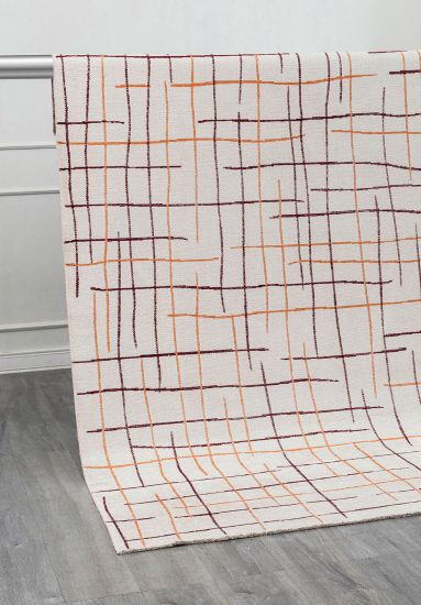 Charcoal Cream Geometric Bedroom Rug