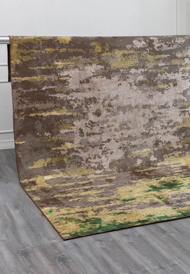 Quixotic Brown Yellow Abstract Area Rug