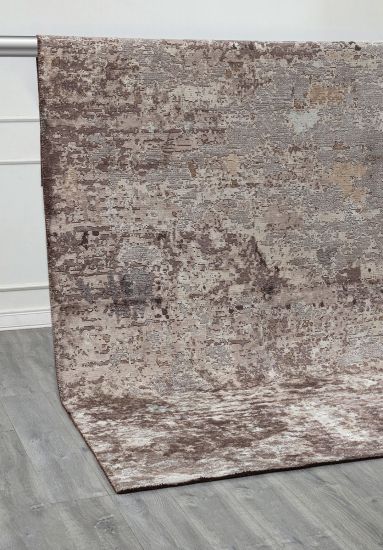 Abstract Beige & Brown Courtyard Area Rug