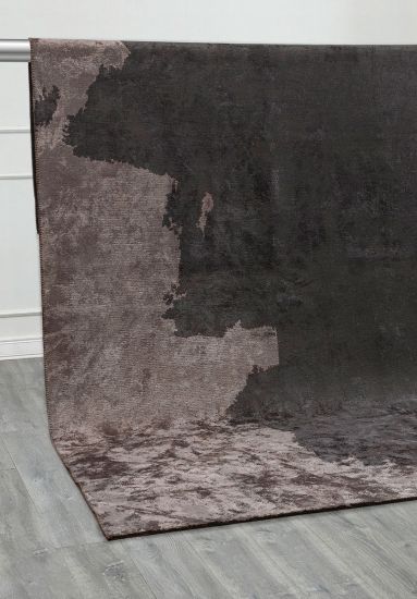 Abstract Grey Brown Crests Modern Rug