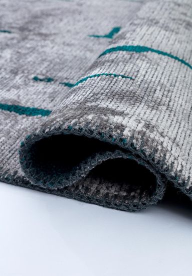 Grey & Green Abstract Indoor Outdoor Rug