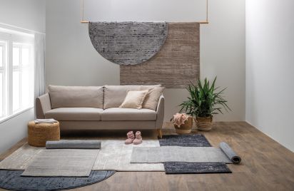 Ferris Cream & Grey Abstract Bedroom Rug
