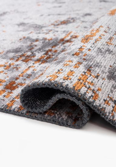 Grey & Orange Mirage Abstract Dining Room Rug