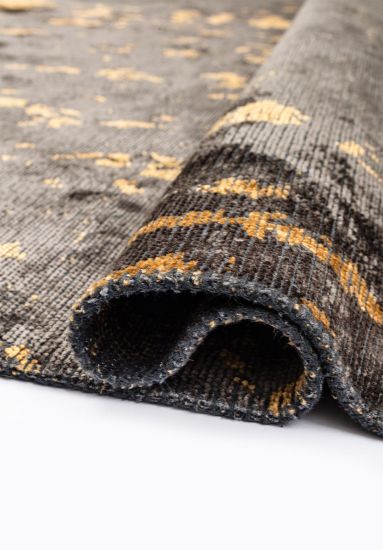 Celesta Grey & Black Abstract Dining Room Rug