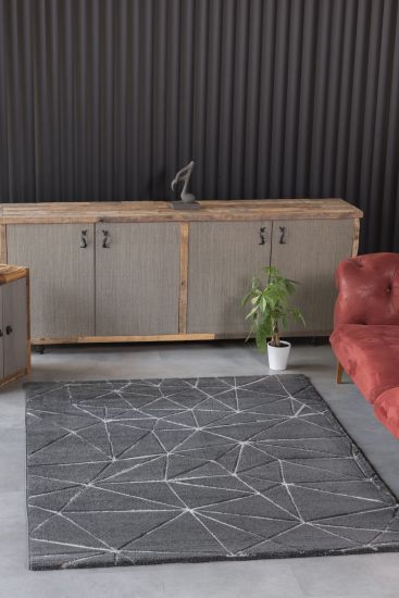 Black & Grey Twist Geometric Rug