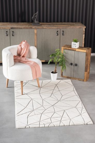 Geometric Cream & Grey Twist Rug