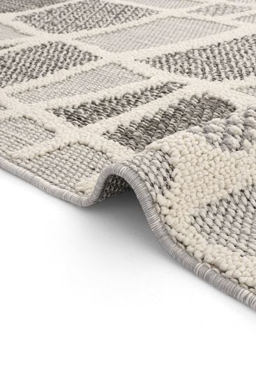 Breptis Cream Grey Geometric Abstract Living Room Rug