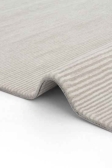 Rivptine Cream Plain Stripes Living Room Rug