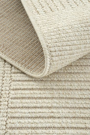 Haptir Cream Jute & Sisal Stripes Outdoor Area Rug