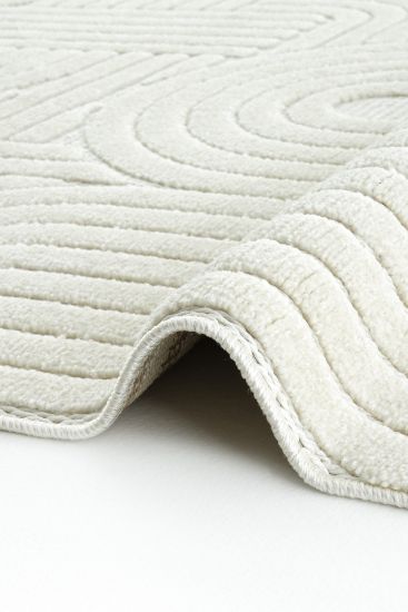 Stoprin Cream Geometric Bedroom Rug