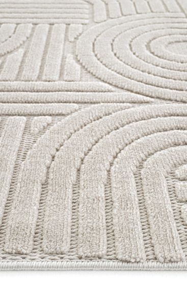 Stoprin Beige Geometric Bedroom Rug