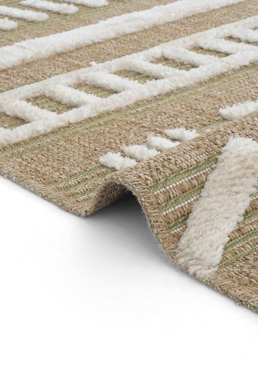 Saprite Brown Cream Geometric Scandi Bedroom Rug