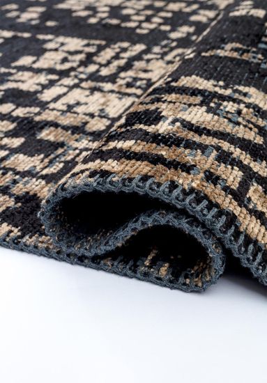 Sable Beige & Black Abstract Area Rug