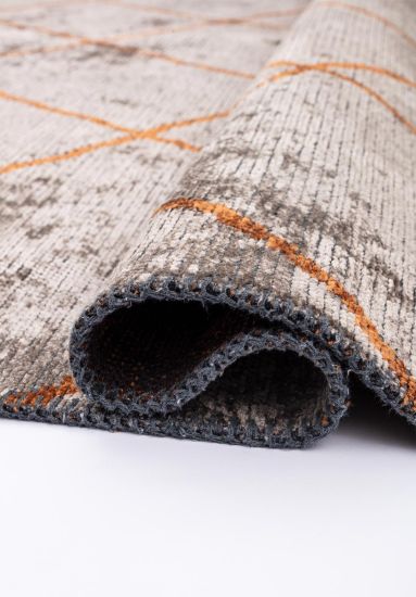 Ember Brown & Orange  Geometric Living Room Rug