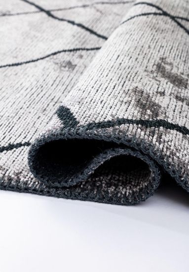 Ember Grey & Black Geometric Area Rug