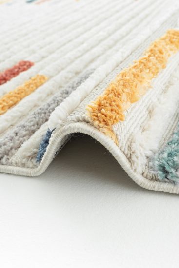 Paltino Cream Multicolour Modern Stripes Area Rug