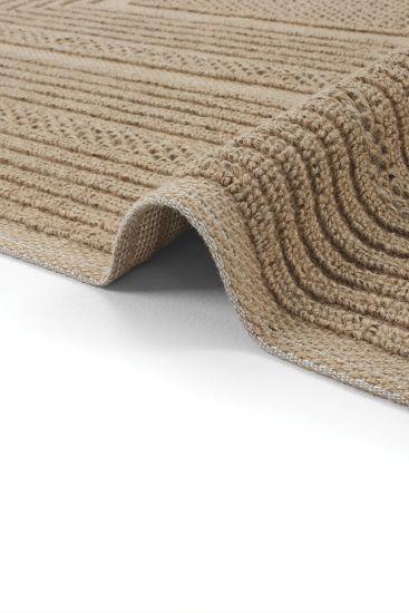 Rustika85 Beige Brown Modern Geometric Bedroom Rug