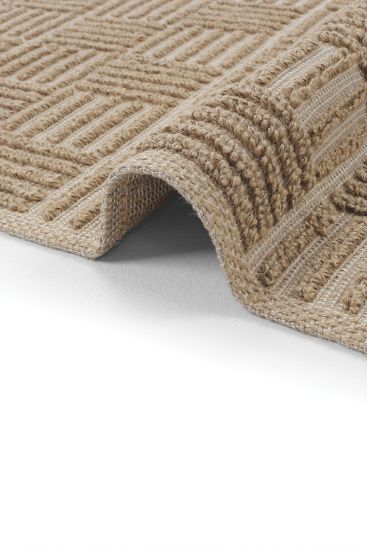 Rustika85 Beige Brown Geometric Patterned Living Room Rug