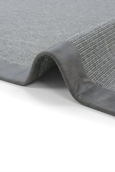 Sisal85 Black Charcoal Plain Bordered Living Room Rug