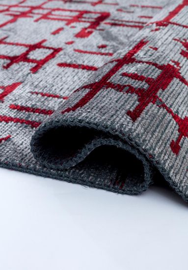 Red & Grey Summit Stripes Indoor Outdoor Rug