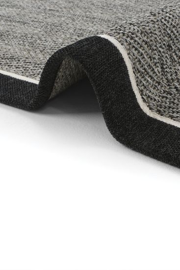 Sisal85 Black Grey Plain Bordered Area Rug