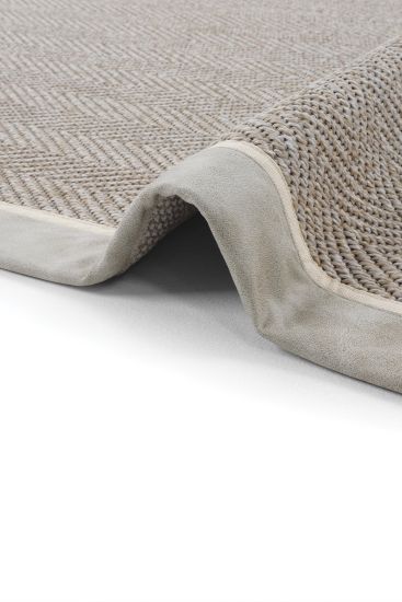 Sisal85 Beige Grey Plain Bordered Area Rug
