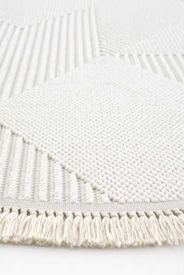 Verptal Cream Modern Patterned Living Room Rug