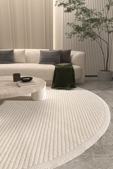 Vetpina Cream Plain Living Room Rug