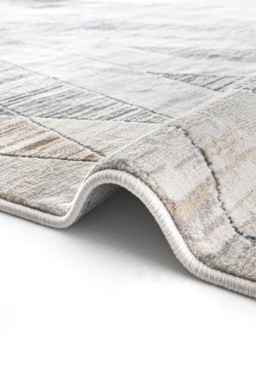 Verbina Grey Cream Patterned Bedroom Rug