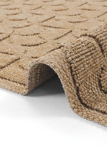 Mirage85 Beige Gold Geometric Patterned Outdoor Area Rug