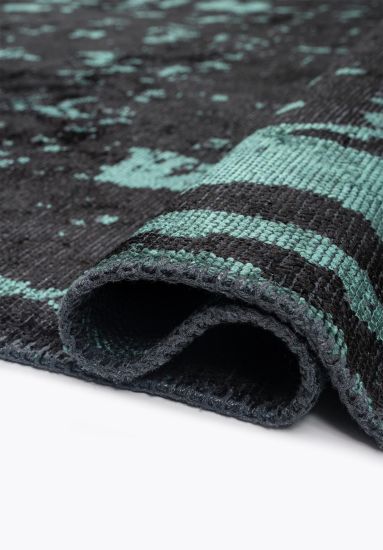 Celesta Black & Green Abstract Dining Room Rug